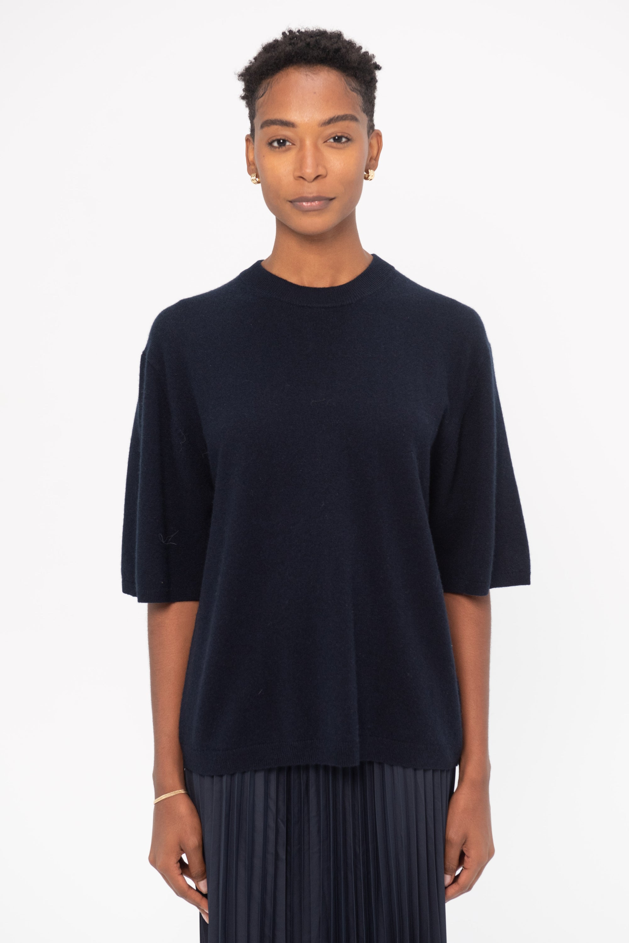 TIBI - Washable Cashmere Oversized Easy T, Navy