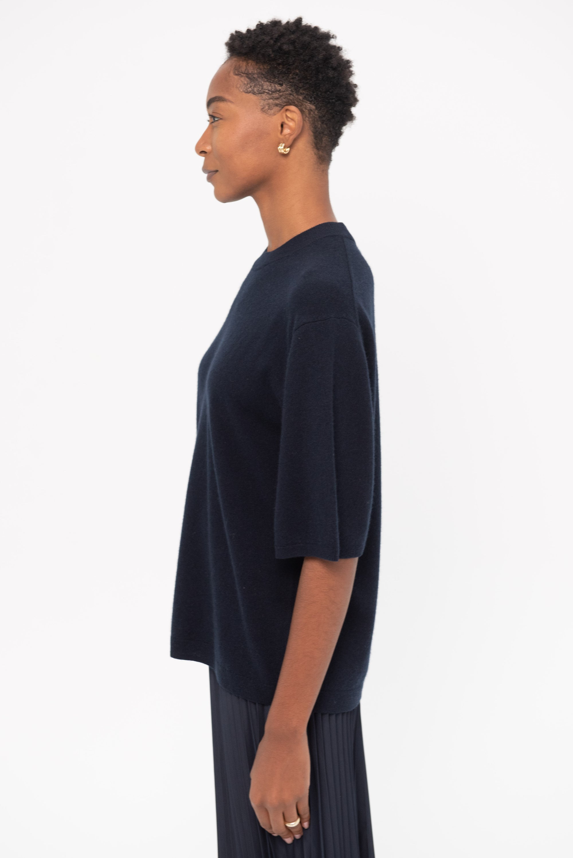 TIBI - Washable Cashmere Oversized Easy T, Navy