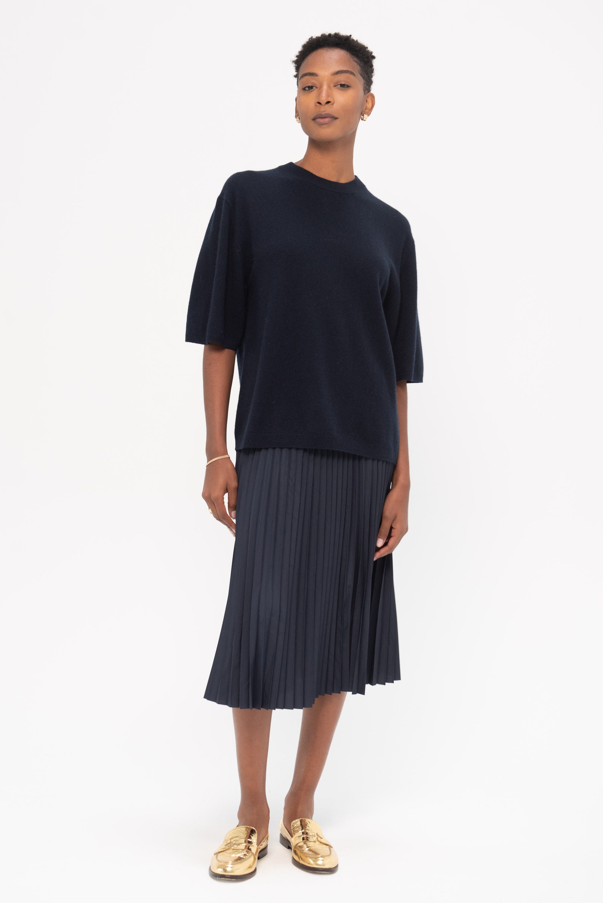 TIBI - Washable Cashmere Oversized Easy T, Navy