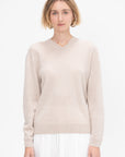 Washable Cashmere Easy V-Neck Sweater, Oatmeal Melange