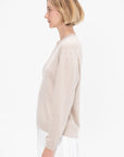 Washable Cashmere Easy V-Neck Sweater, Oatmeal Melange