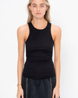 Circular Fine Rib T Tank, Black