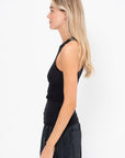 Circular Fine Rib T Tank, Black