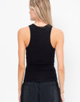 Circular Fine Rib T Tank, Black