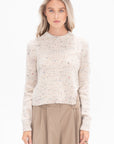 TIBI - Confetti Shrunken Crewneck Pullover, Cream Multi