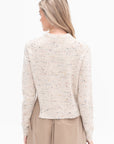 TIBI - Confetti Shrunken Crewneck Pullover, Cream Multi