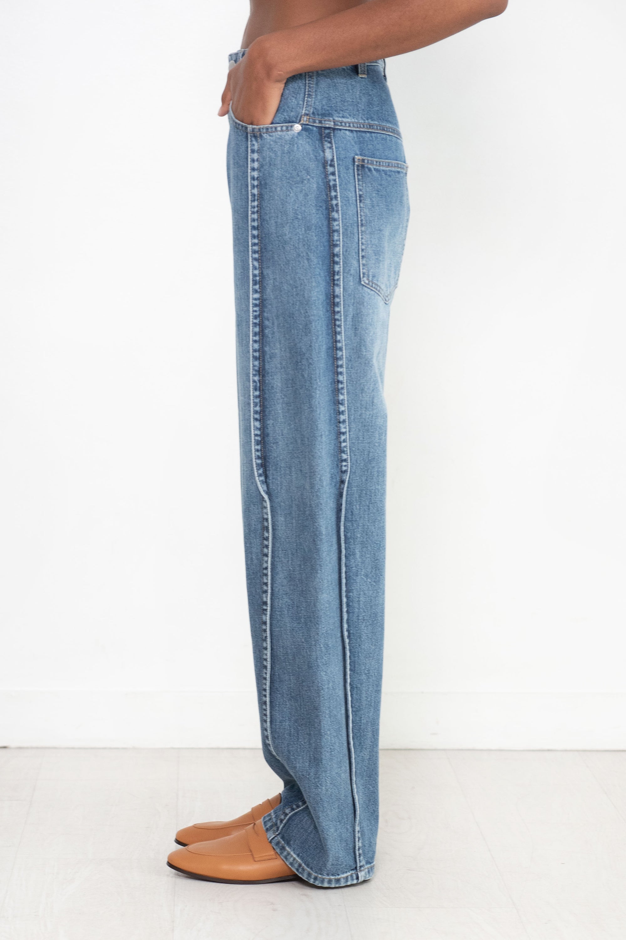 TIBI - Spring Denim Tuck Jean, Classic Blue