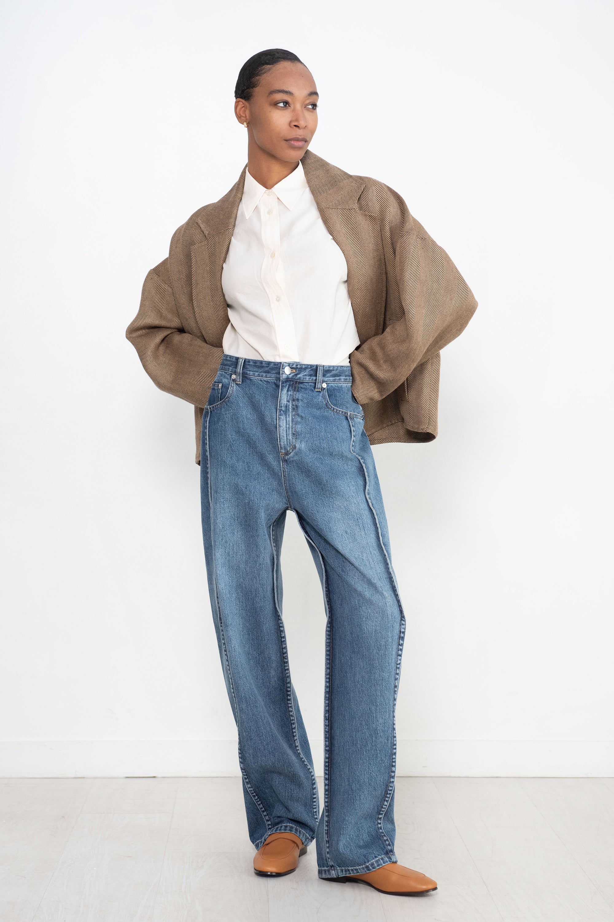 TIBI - Spring Denim Tuck Jean, Classic Blue