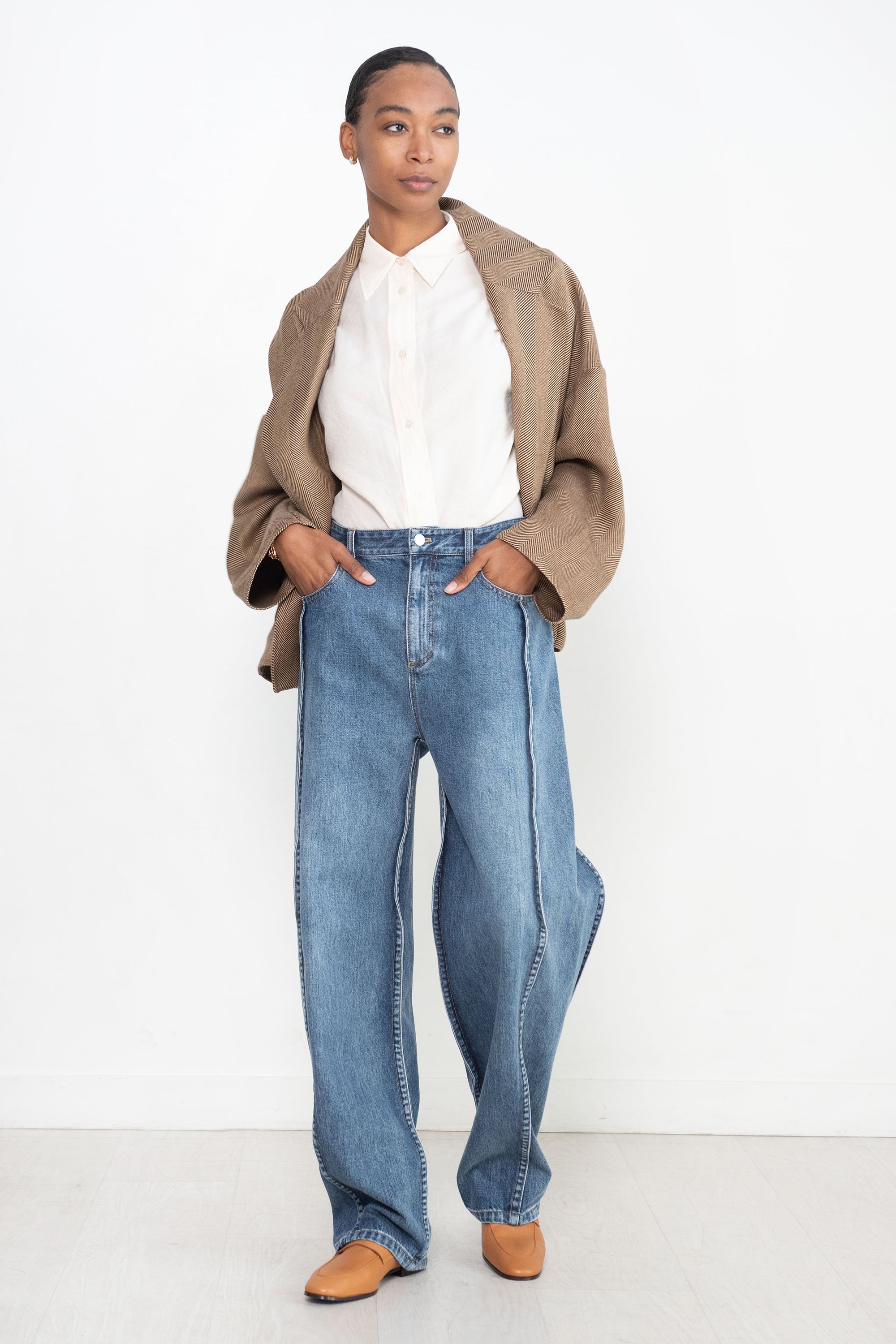 TIBI - Spring Denim Tuck Jean, Classic Blue