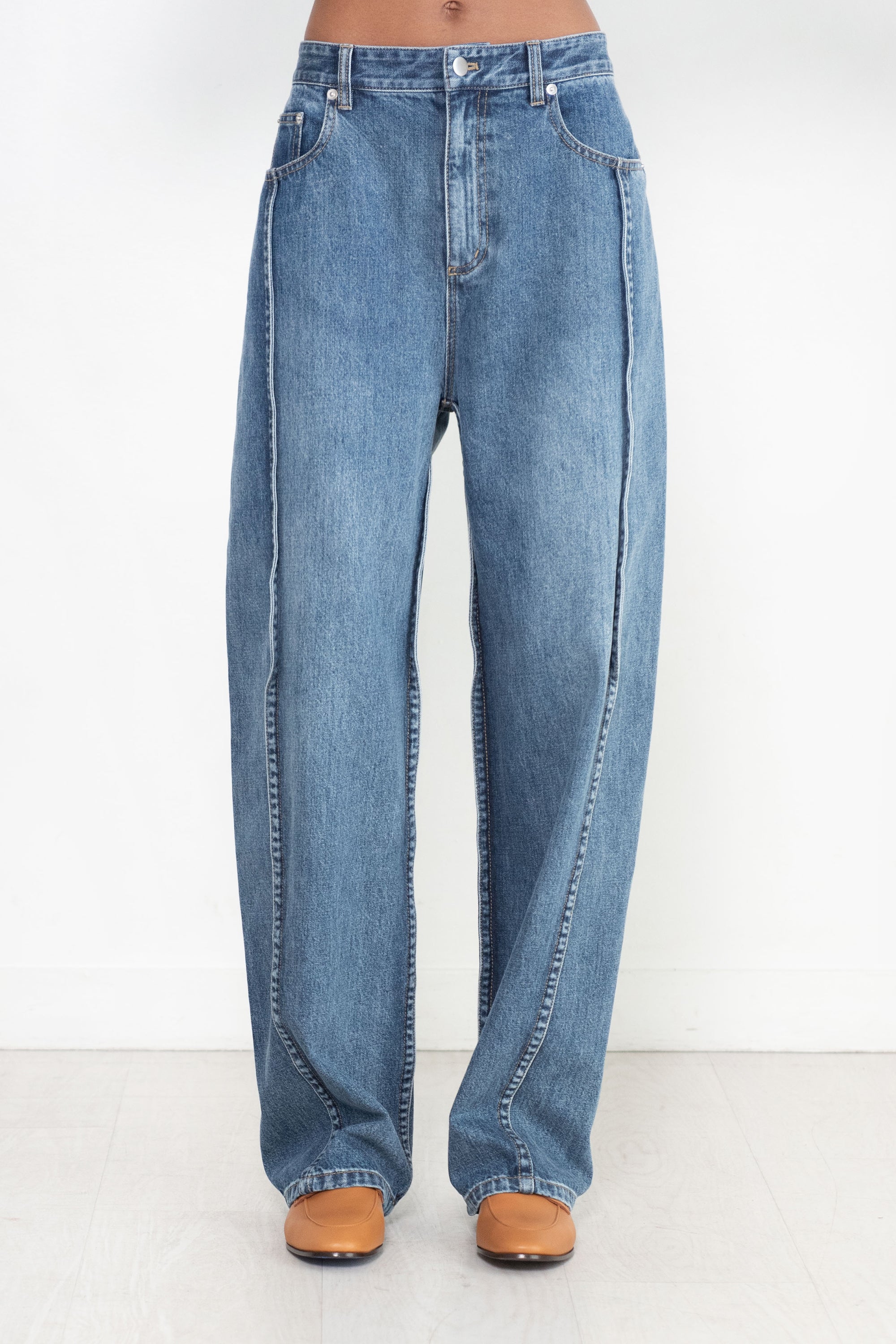 TIBI - Spring Denim Tuck Jean, Classic Blue