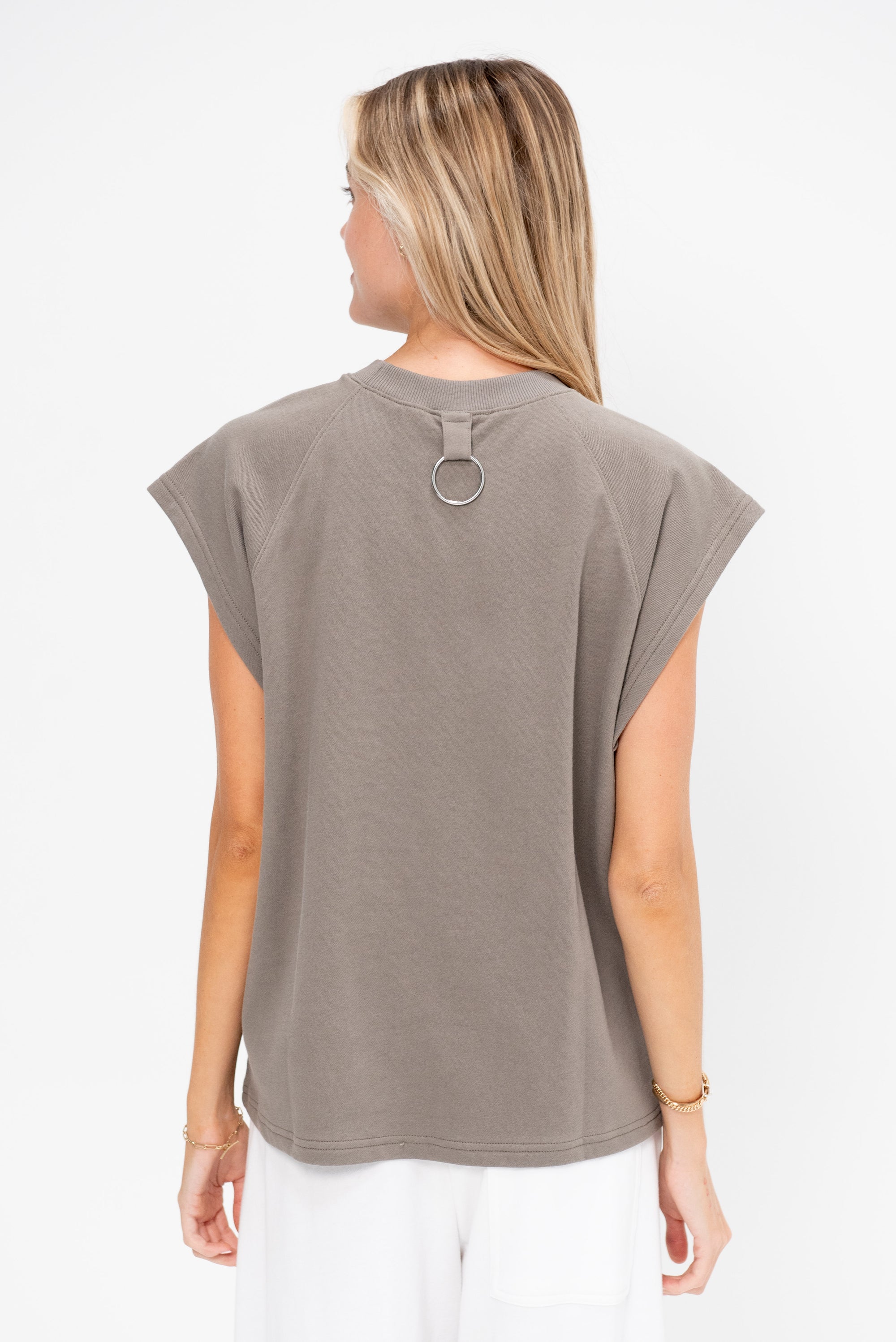 Light Weight Sweatshirting Sleeveless Easy Top