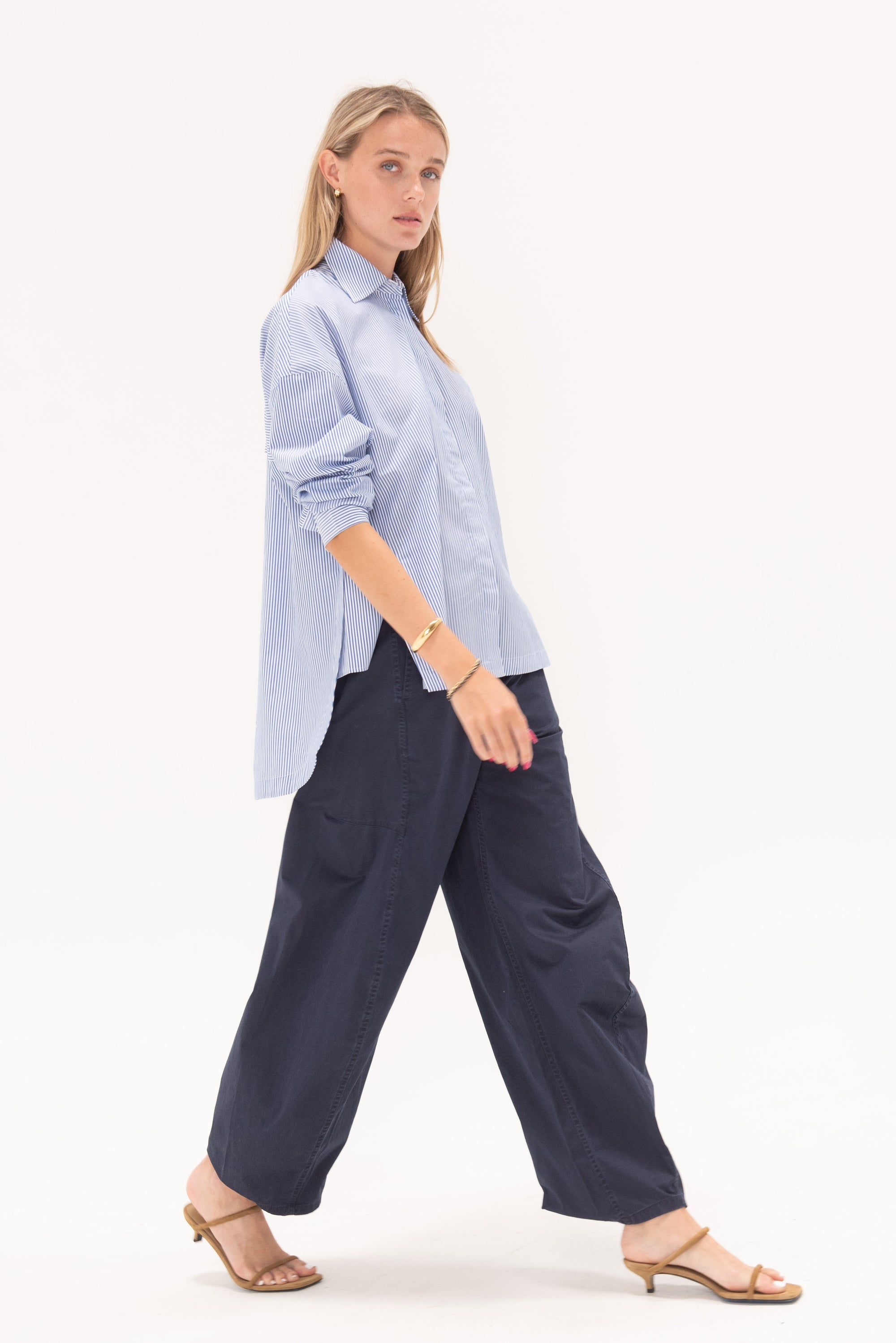 TIBI - Garment Dyed Silky Cotton Sid Pant, Navy