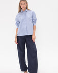 TIBI - Garment Dyed Silky Cotton Sid Pant, Navy