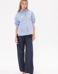 TIBI - Garment Dyed Silky Cotton Sid Pant, Navy