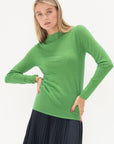 TIBI - Skinlike Mercerized Wool Soft Sheer Pullover, Green