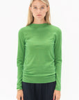 TIBI - Skinlike Mercerized Wool Soft Sheer Pullover, Green