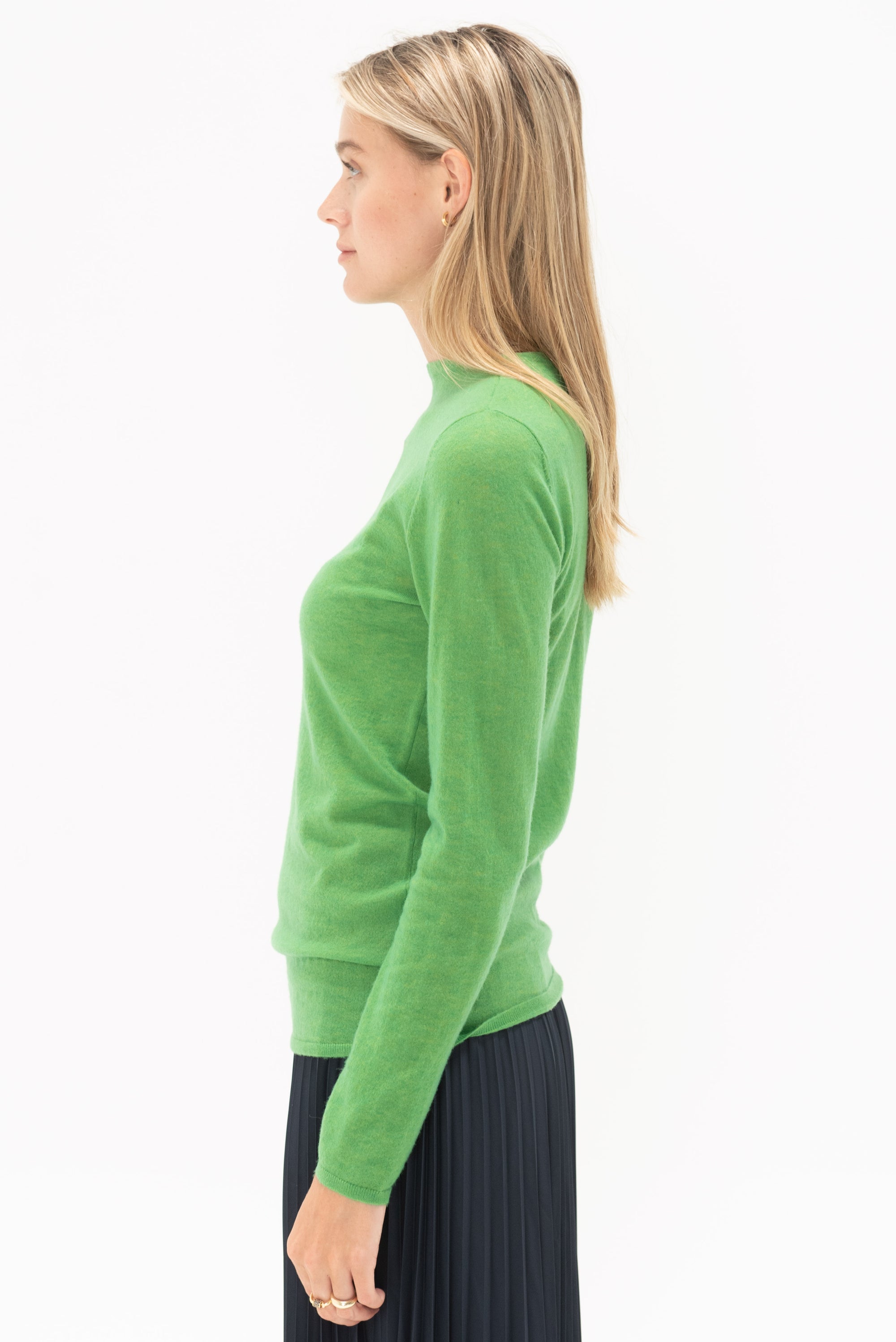 TIBI - Skinlike Mercerized Wool Soft Sheer Pullover, Green