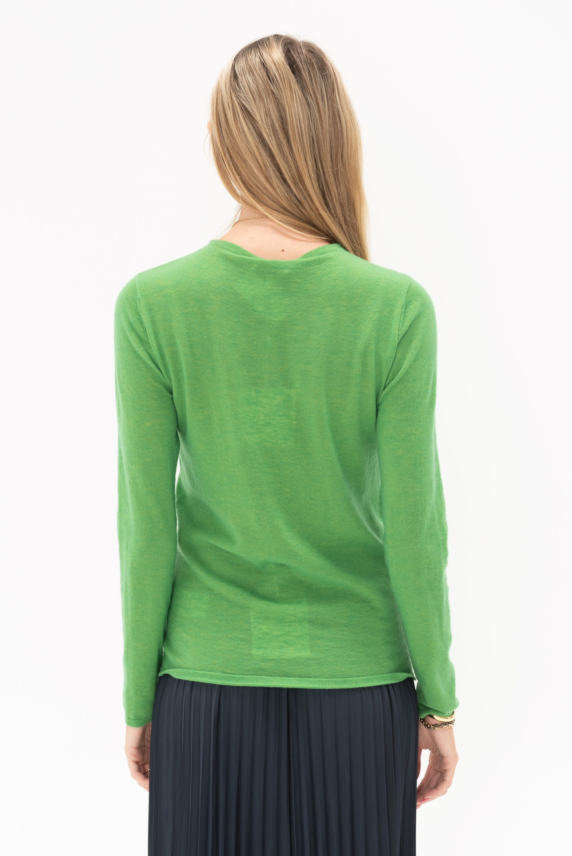 TIBI - Skinlike Mercerized Wool Soft Sheer Pullover, Green