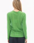 TIBI - Skinlike Mercerized Wool Soft Sheer Pullover, Green