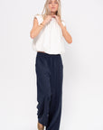 Harold Suiting Wide Leg Pull-On-Pant - Short, Navy