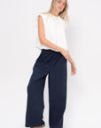 Harold Suiting Wide Leg Pull-On-Pant - Short, Navy