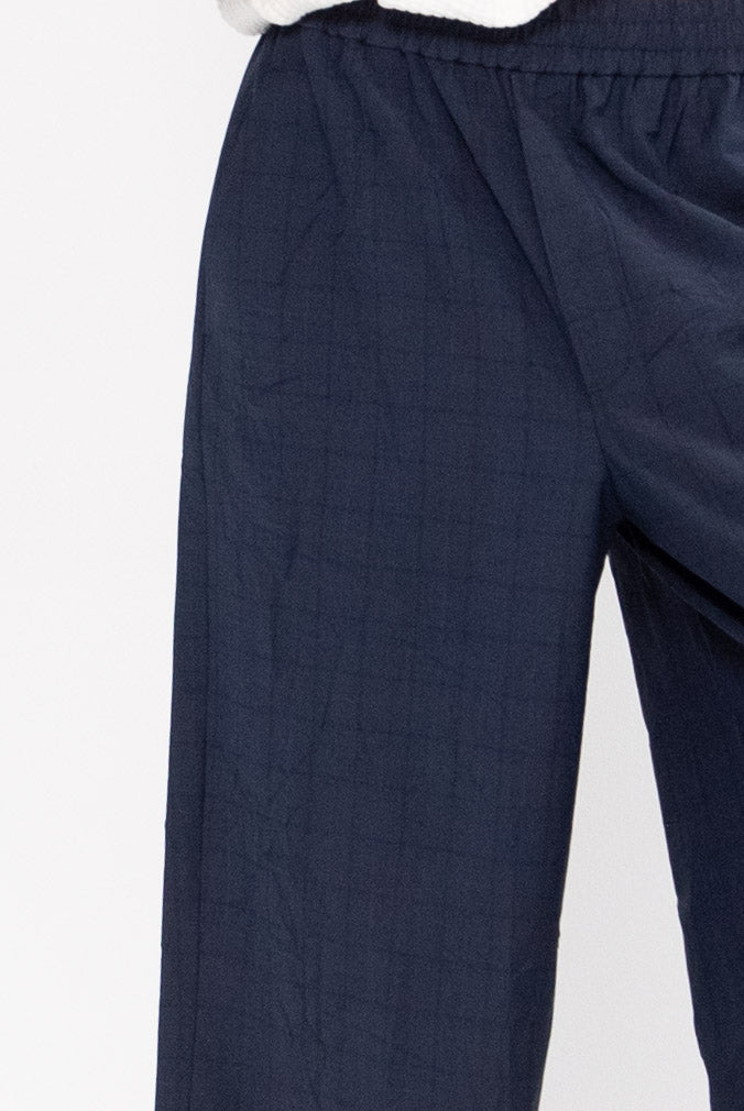 Harold Suiting Wide Leg Pull-On-Pant - Short, Navy