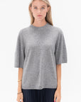 TIBI - Washable Cashmere Oversized Easy T-Shirt, Heather Grey