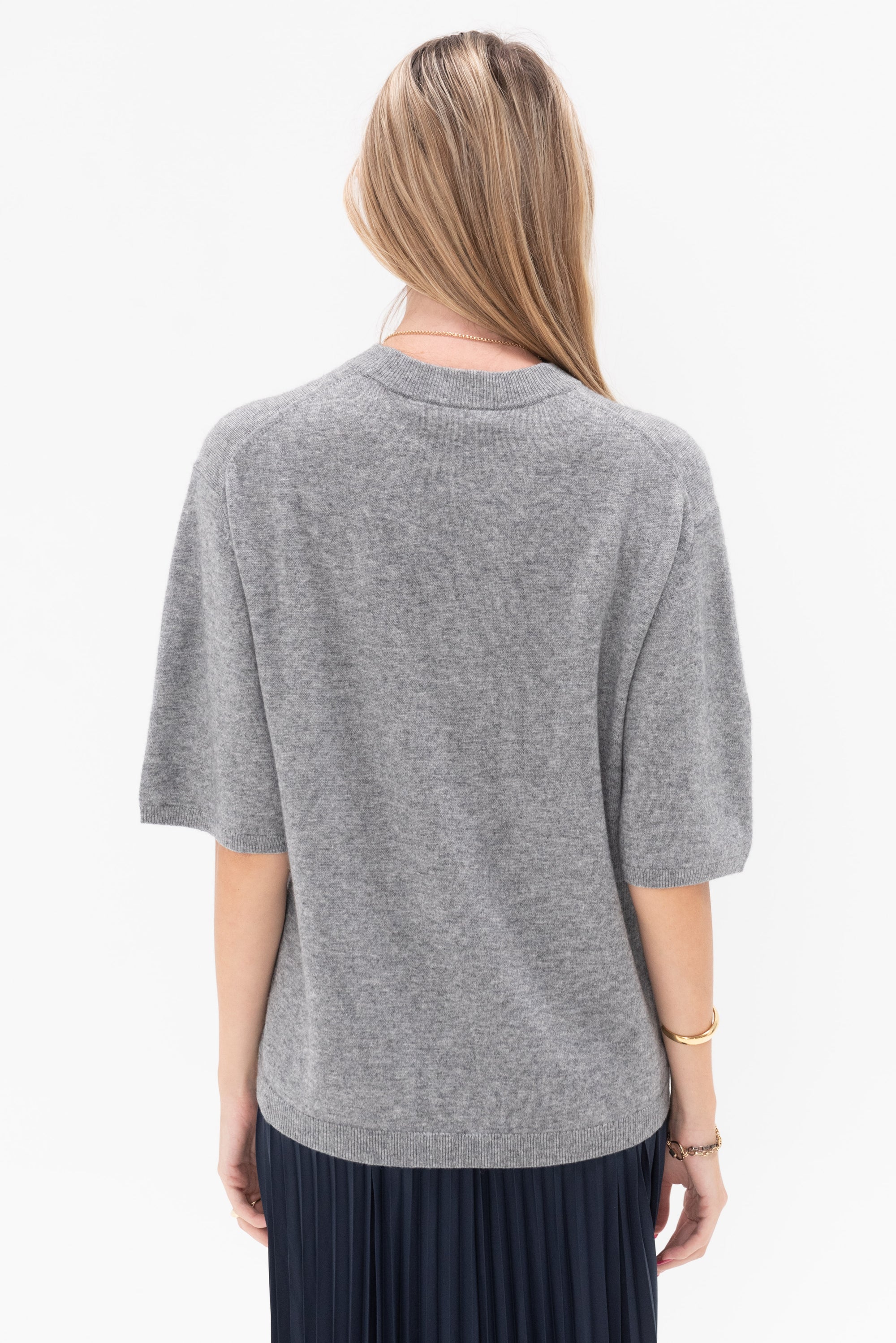 TIBI - Washable Cashmere Oversized Easy T-Shirt, Heather Grey