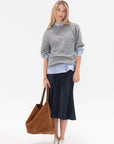 TIBI - Washable Cashmere Oversized Easy T-Shirt, Heather Grey