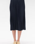 TIBI - Nylon Pleating Sunray Pull On Skirt, Navy