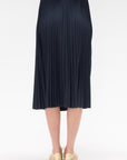 TIBI - Nylon Pleating Sunray Pull On Skirt, Navy