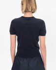 Skinlike Mercerized Wool Shrunken Tee, Navy