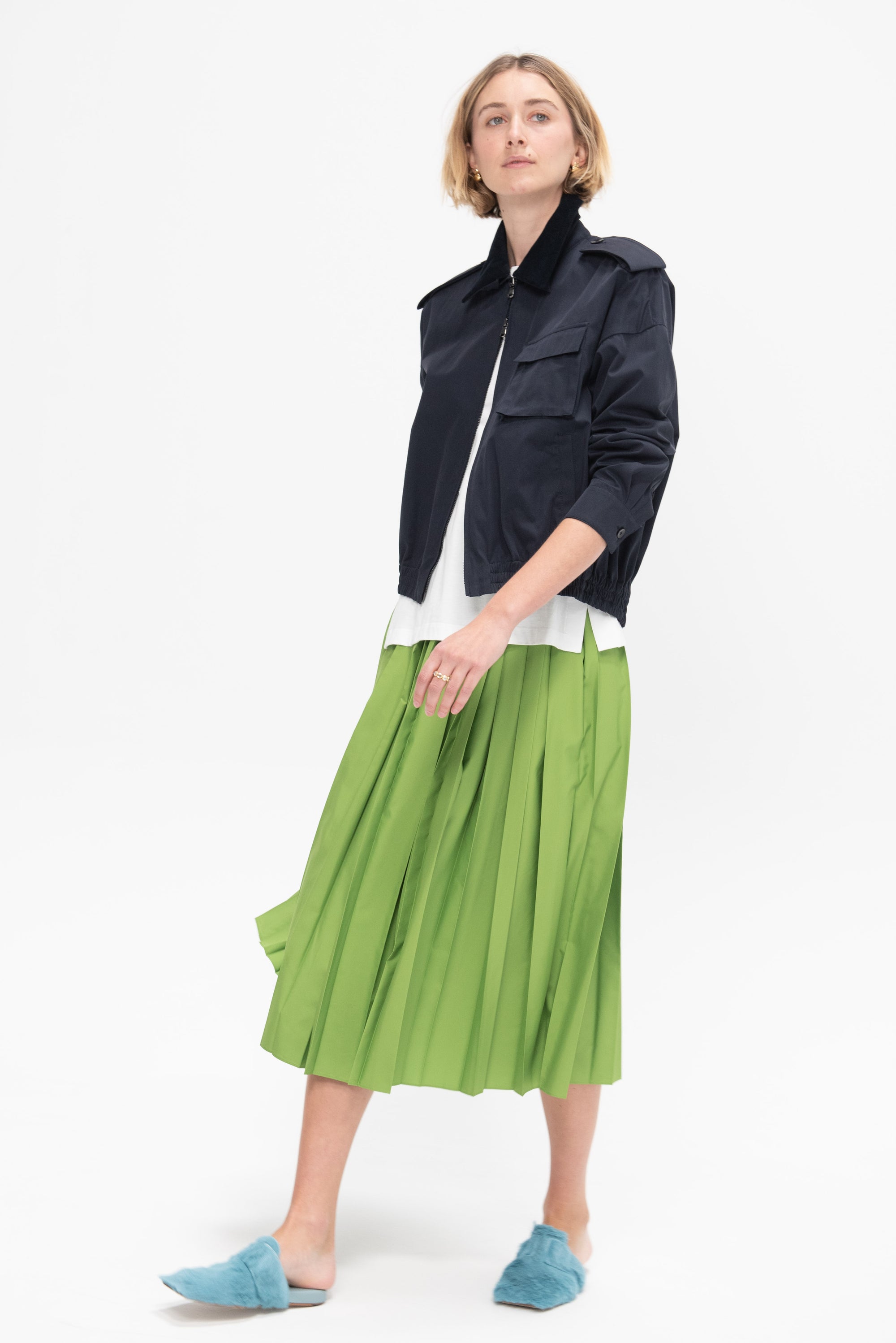 Nylon Pleated Pull On Skirt