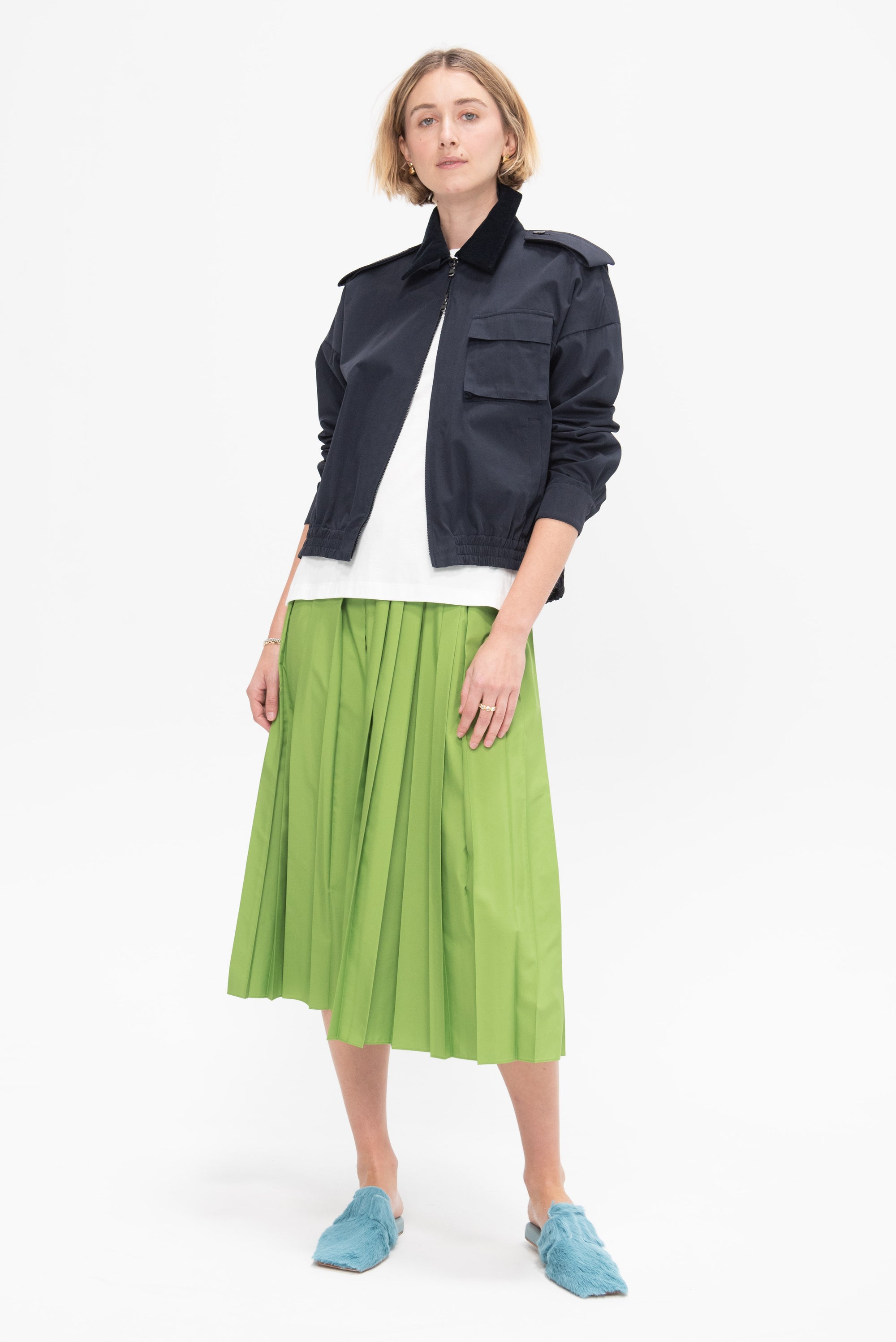 Nylon Pleated Pull On Skirt