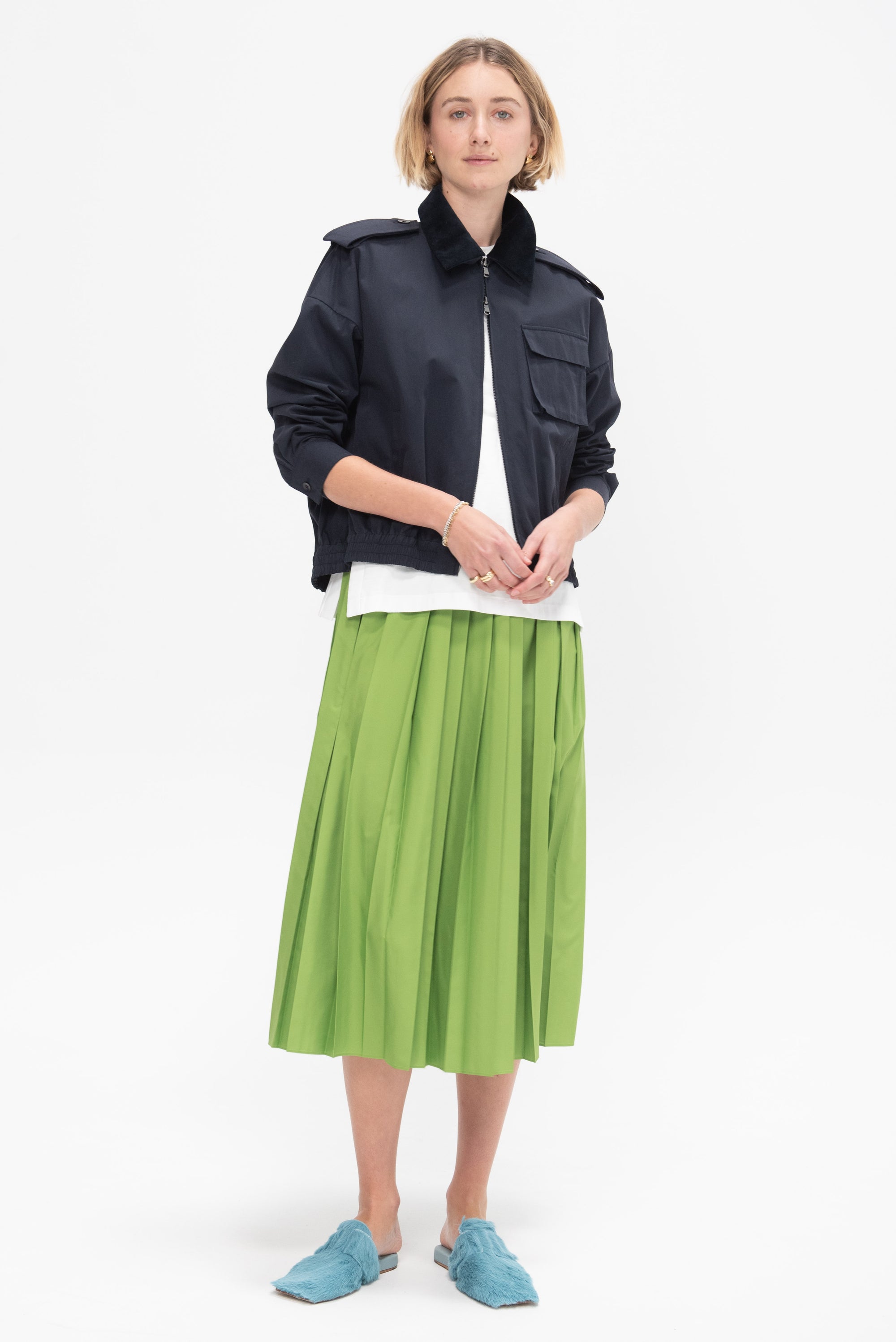 Nylon Pleated Pull On Skirt