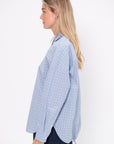 Franklin Oversized Shirt with Hem Detail, Blue Multi