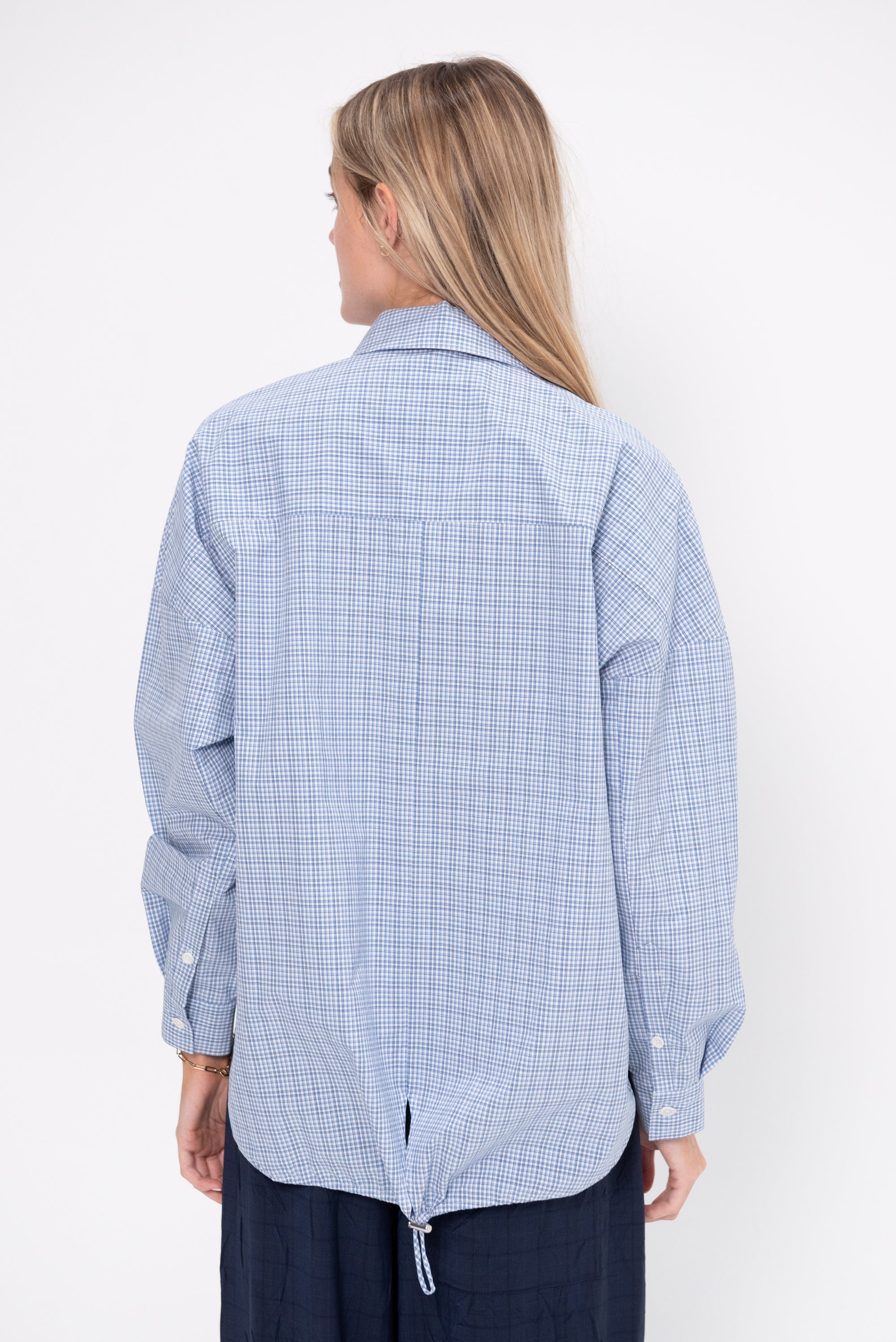 Franklin Oversized Shirt with Hem Detail, Blue Multi