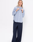 Franklin Oversized Shirt with Hem Detail, Blue Multi