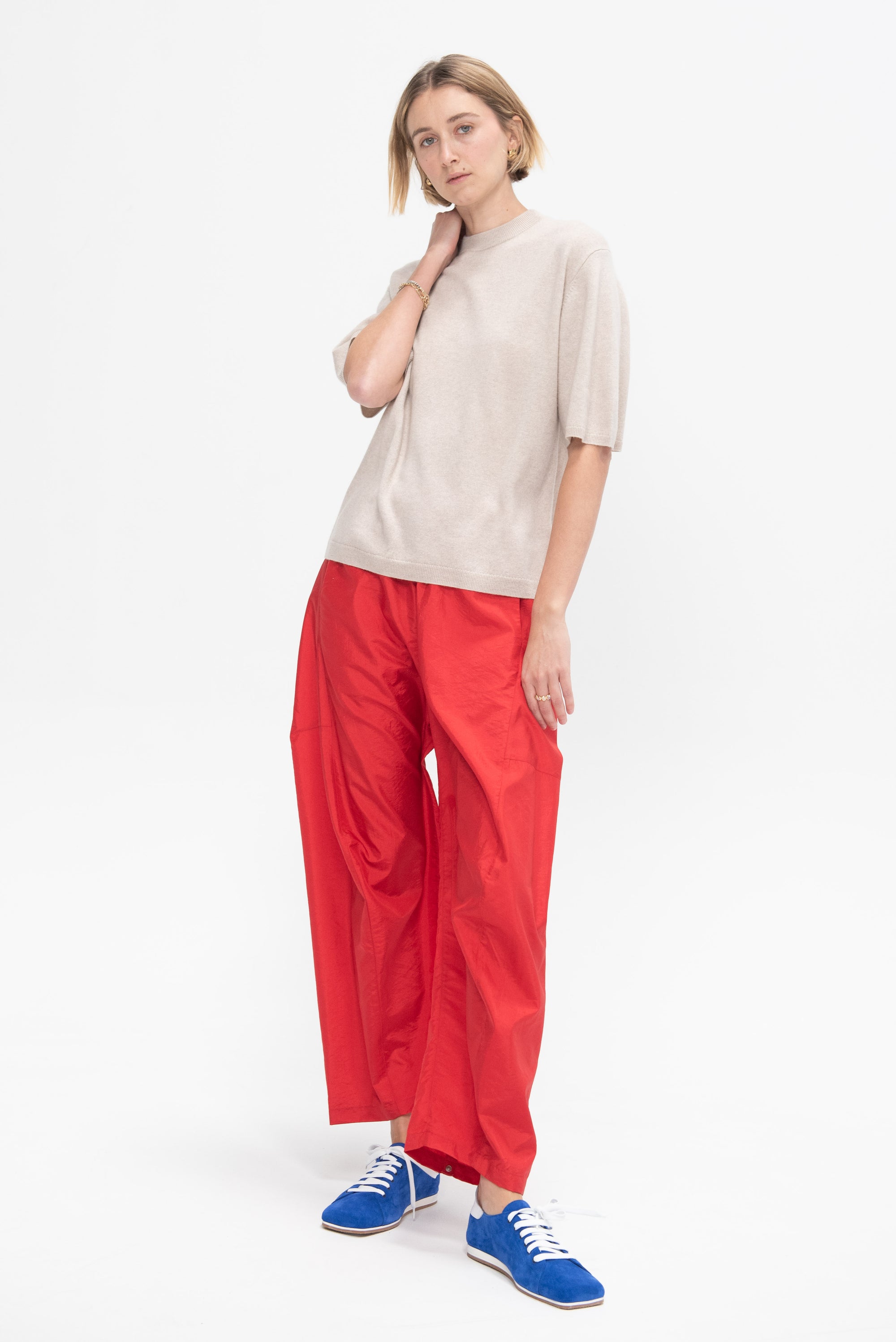 Washable Cashmere Oversized Easy T-Shirt, Oatmeal