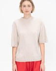 Washable Cashmere Oversized Easy T-Shirt, Oatmeal