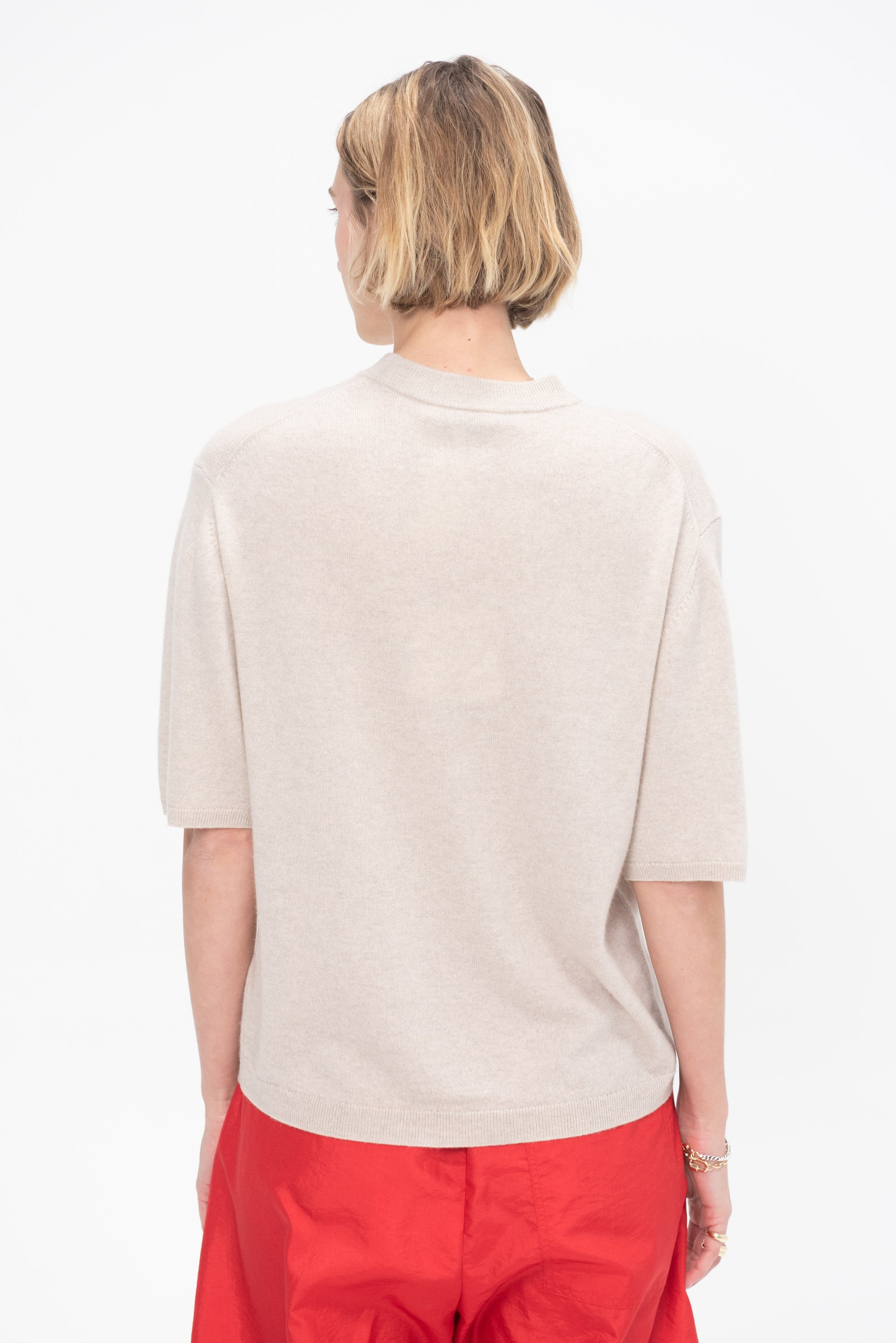 Washable Cashmere Oversized Easy T-Shirt, Oatmeal