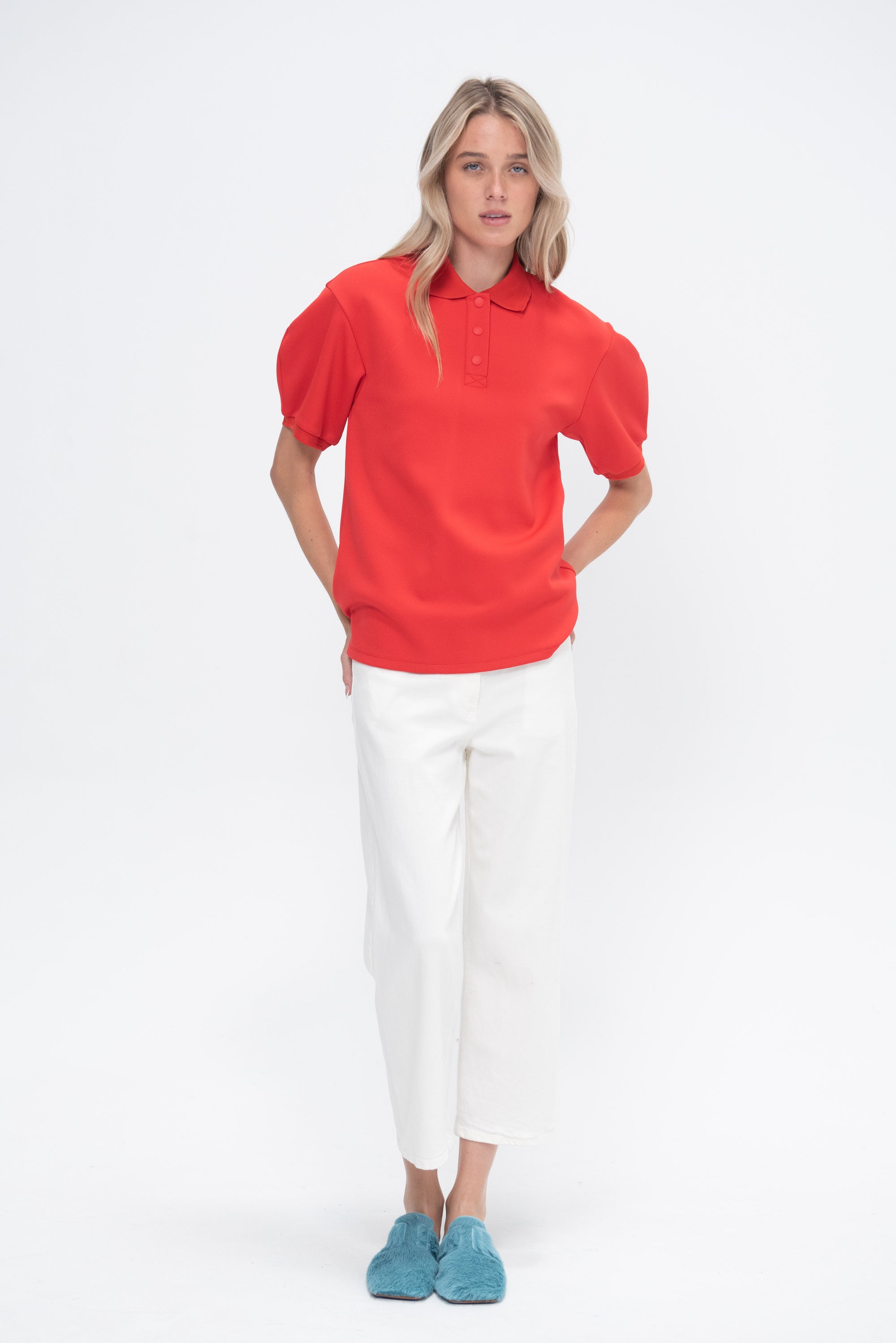 Luxe Pique Polo Shirt, Red