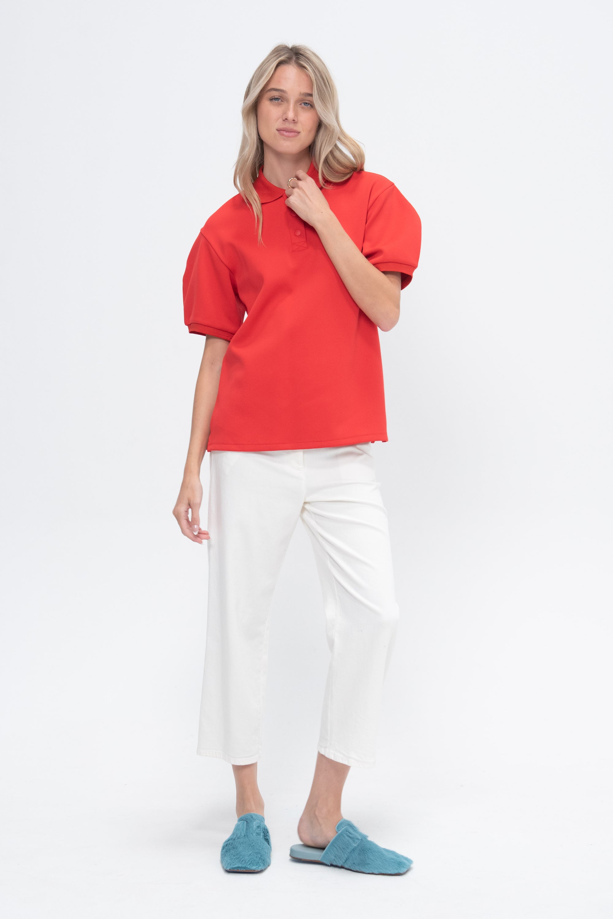 Luxe Pique Polo Shirt, Red