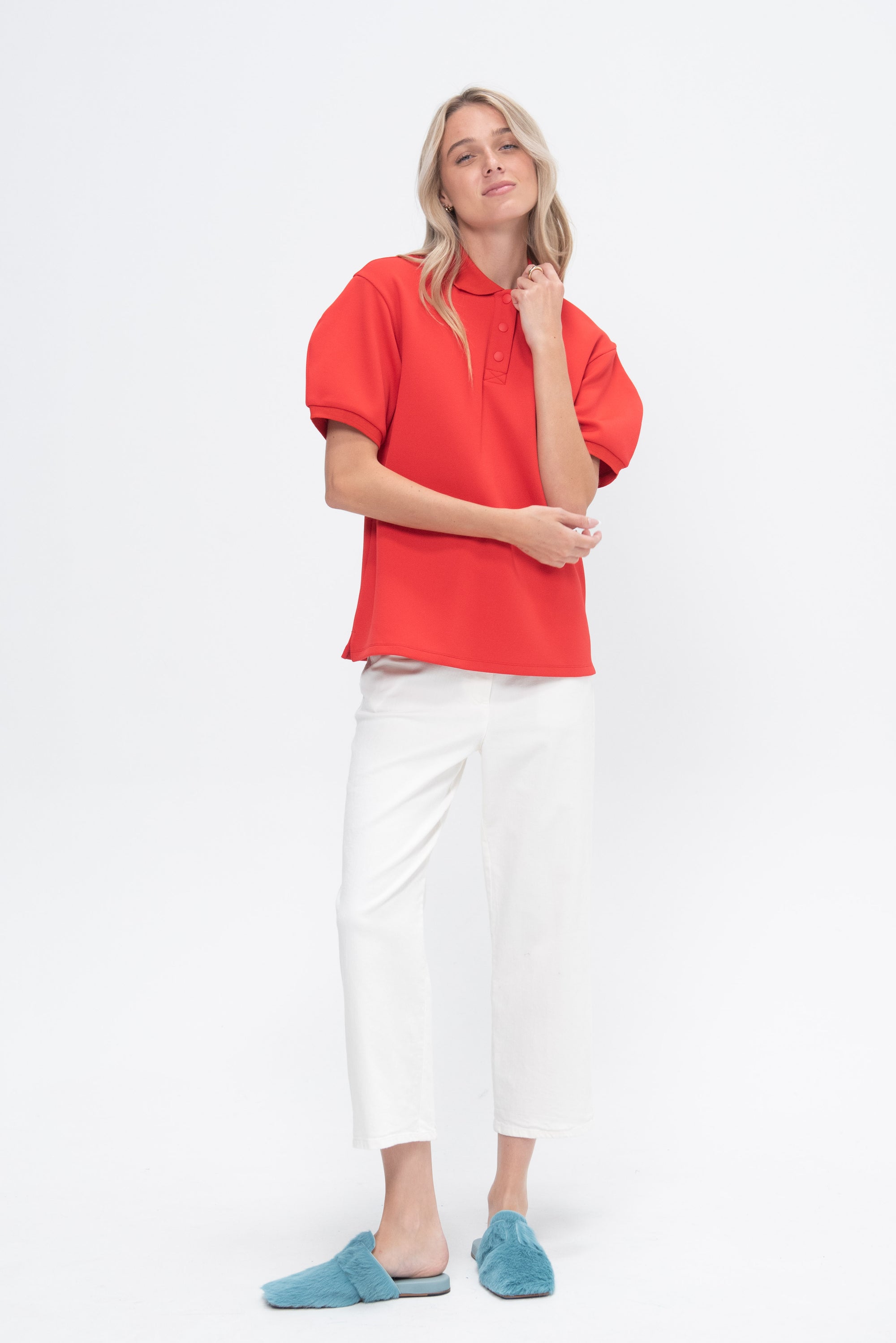 Luxe Pique Polo Shirt, Red