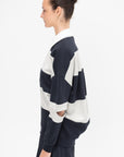 Polo Collar Cocoon Sweatshirt, Navy Multi