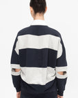 Polo Collar Cocoon Sweatshirt, Navy Multi