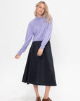 Washable Cashmere Easy Polo Cropped Sweater, Lavender