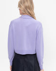 Washable Cashmere Easy Polo Cropped Sweater, Lavender