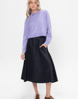 Washable Cashmere Easy Polo Cropped Sweater, Lavender