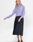 Washable Cashmere Easy Polo Cropped Sweater, Lavender